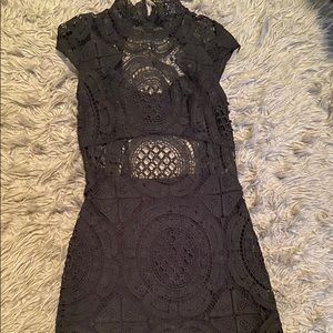 Black mini lace dress